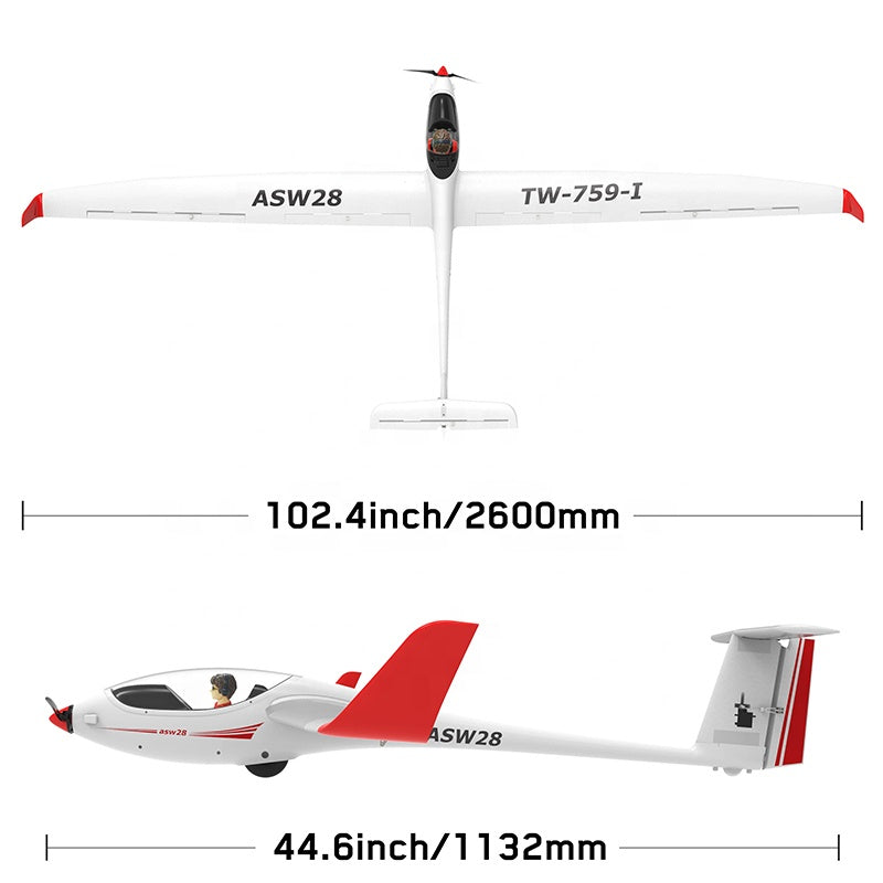 Volantex ASW28 759-1 | 2600mm kärkiväli | 30A ESC | Harjaton moottori | PNP | EPO-vaahto | Muovirunko | FPV-yhteensopiva | RC-purjelennokki
